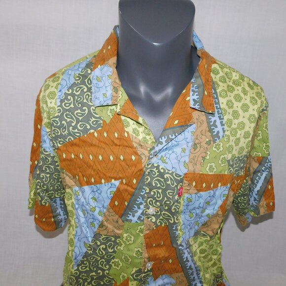 Levi's Sunset Camp Bandana Collage Mens L Button Front Shirt Patchwork - Picture 4 of 10